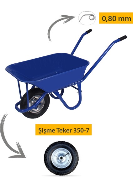 Şişme 350-7 Ebat Teker Demonte El Arabası 0.80 mm Sac