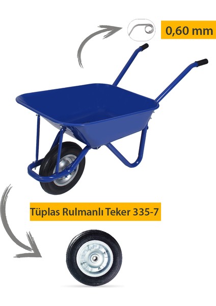 Troyka Tüplas Rulmanlı Teker Demonte El Arabası 0.60 mm Sac