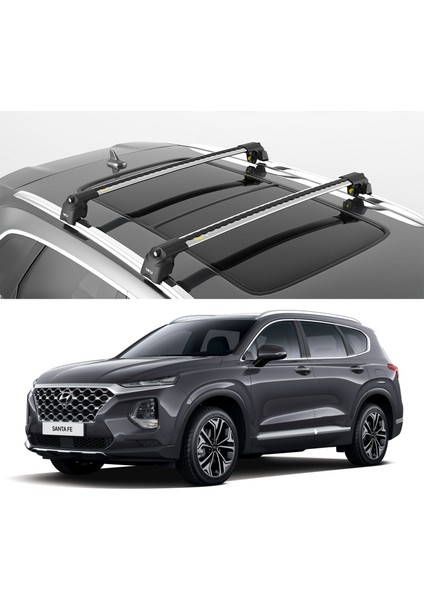 Air-2 Silver Kit, Hyundai Sante Fe 2020-2021-2022-2023-2024 Tavan Taşıyıcı Portbagaj, Bisiklet ve Kayak Taşıyıcı Ara Atkı Seti, Gri Cross Bar fiyatları