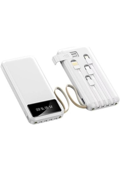 10.000 Mah Powerbank  Hızlı Şarj Özellikli 4 Çıkışlı Beyaz