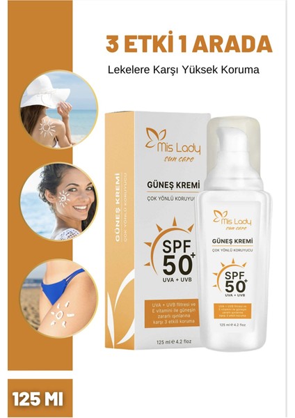 Mis Lady SPF50+ Güneş Kremi-Leke Karşıtı (125ML)-YÜKSEK Korumalı -