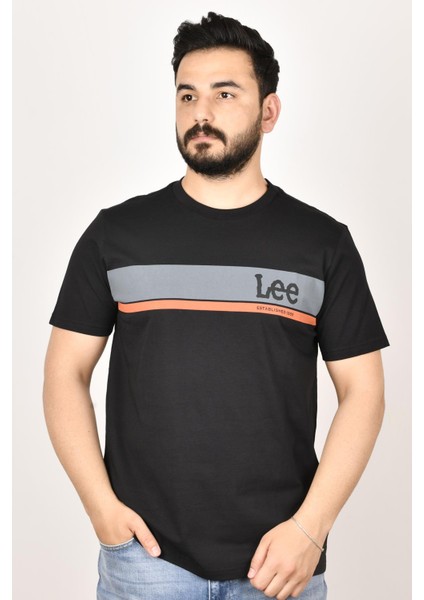 L211918001 Erkek Siyah Bisiklet Yaka T-Shirt