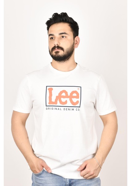 L68TYSMK Erkek Beyaz Bisiklet Yaka T-Shirt
