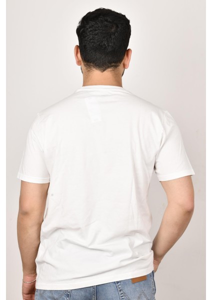 L65QAI12 Erkek Beyaz Bisiklet Yaka T-Shirt modelleri