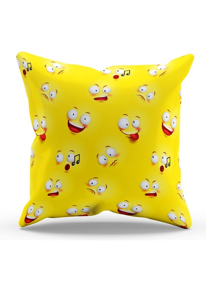 Çift Tarafı Baskılı Smile Desenli Tekli Süet Kırlent Kılıfı