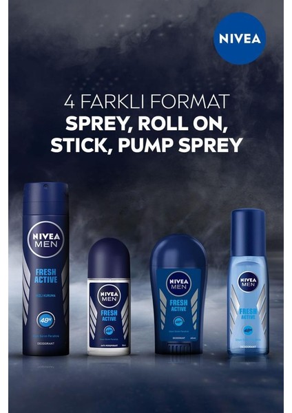 Men Erkek Pump Sprey Deodorant Fresh Active Ter ve Ter Kokusuna Karşı 48 Saat Deodorant Koruması 75 ml x2
