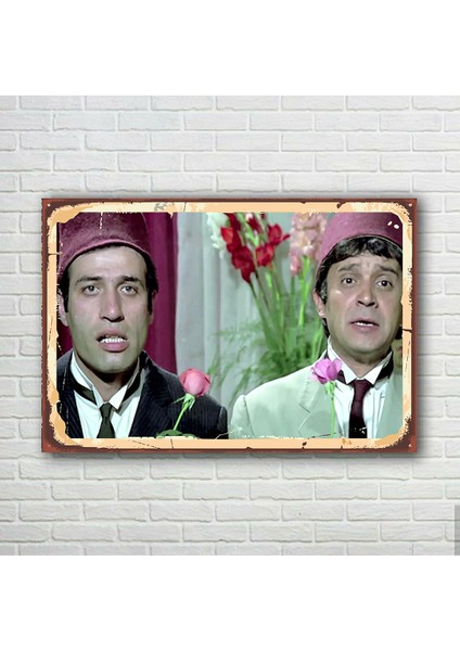 Süt Kardeşler Kemal Sunal Yeşilçam Retro Ahşap Poster