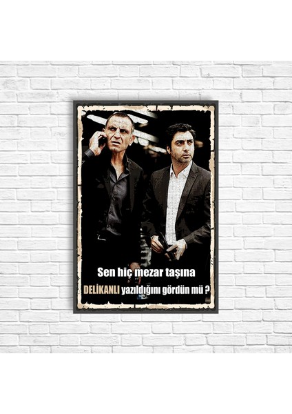 Memati ve Polat Kurtlar Vadisi Retro Ahşap Poster
