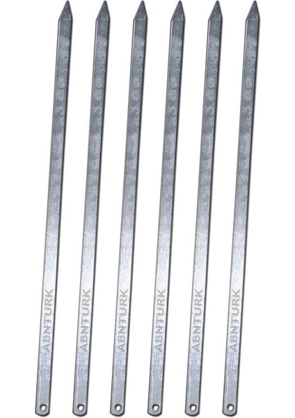 6 Adet Adana Kebap Şişi 50 cm Boy 16 mm En Barbekü Mangal Şiş Set Metal Üzeri Paslanmaz Galveniz Kaplı