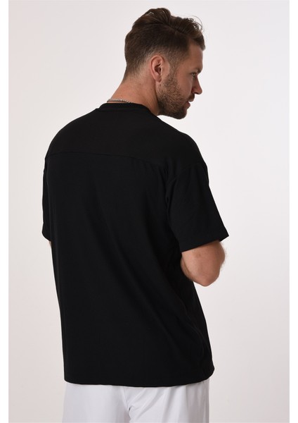 R-5610 Bisiklet Yaka Tek Cep Oversize Kaşkorse Tişört