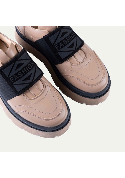 Streç Detaylı Deri Sneaker