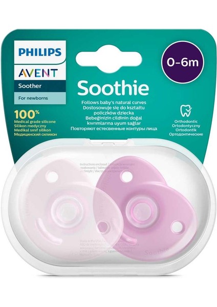 Avent Soothie Ortodontik Saklama Kutulu 2li Emzik 0-6 Ay - Kız