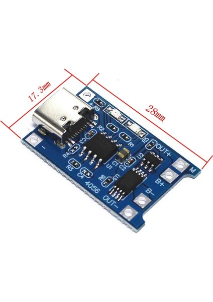 TP4056 Korumalı Lityum Pil Şarj Devresi Type C USB Batarya