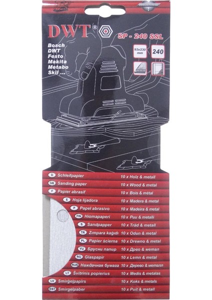 SP-240SSL Dikdörtgen Delikli Zımpara Kağıdı 93X230MM 240 Kum