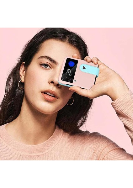 Samsung Galaxy Z Flip 4 Katlanır 2 Renkli Parmak Tutuculu Deri+Silikon Kılıf fiyatları