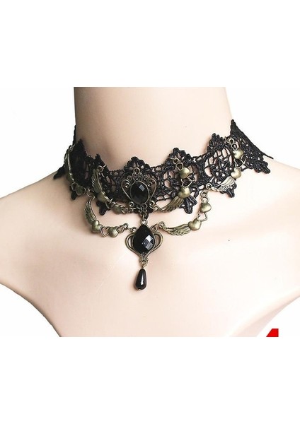 Siyah Dantel Chokers Vintage Stil Gotik Kolye