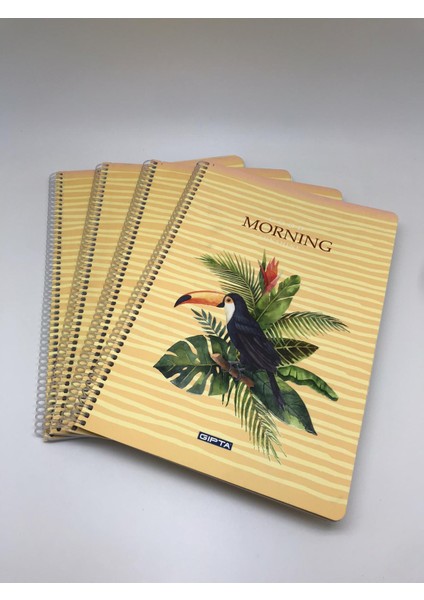 Morning Spiralli Karton Kapak A4 80 Yaprak Kareli Defter 4'lü