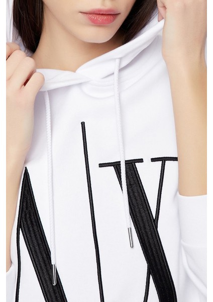 Logolu Regular Fit Kapüşonlu Pamuk Sweat Kadın Sweat 8NYM52 YJ68Z 1000