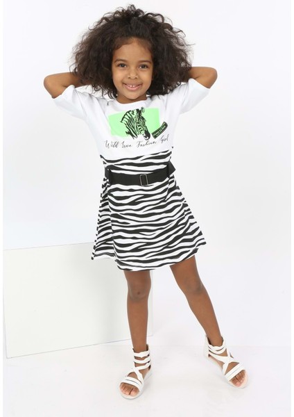 Toontoy Kız Çocuk Zebra Baskılı Elbise