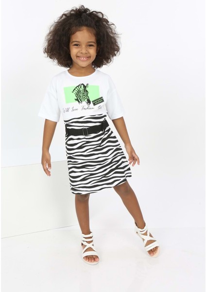 Toontoy Kız Çocuk Zebra Baskılı Elbise