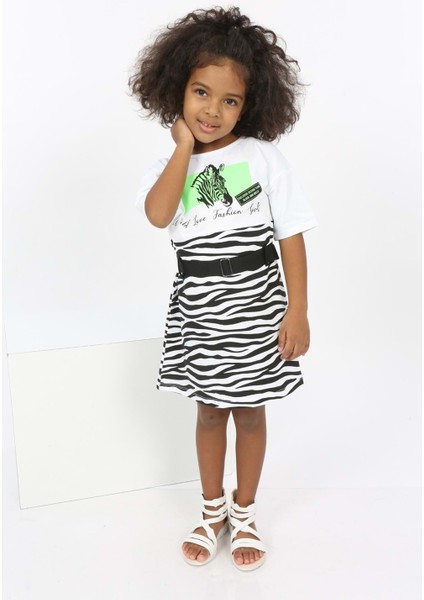 Toontoy Kız Çocuk Zebra Baskılı Elbise
