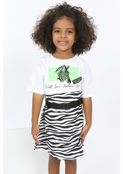 Toontoy Kız Çocuk Zebra Baskılı Elbise