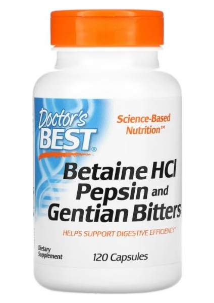 Doctor's Best, Betaine Hcl Pepsin & Gentian Bitters, 120 Capsules