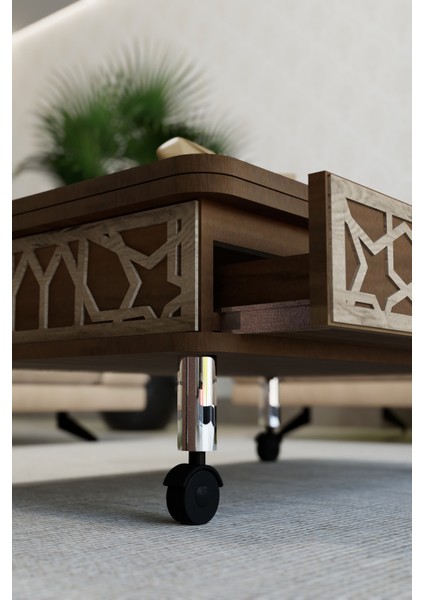 Lisa Tekerli Sihirli Masa Çalışma Masası Yemek Masası Yer Sofrası Ceviz Renk Akıllı Masa fırsatları