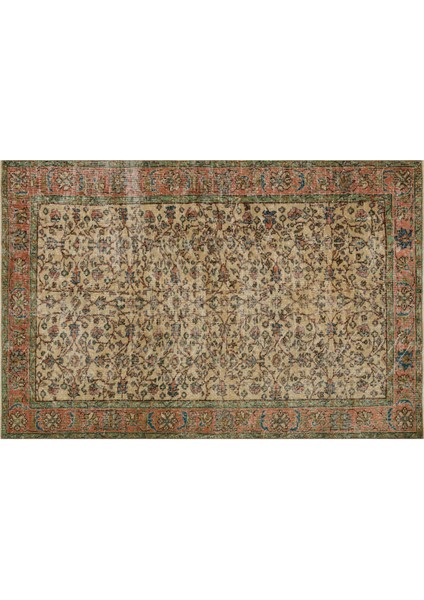 Klasik Modern Vintage Eskitme El Dokuma Halı 154 x 237 cm 9116