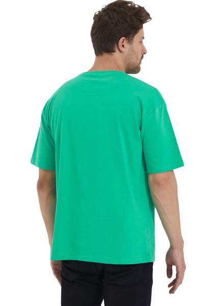 Erkek Basic Oversize Bisiklet Yaka %100 Pamuk Kısa Kol T-Shirt