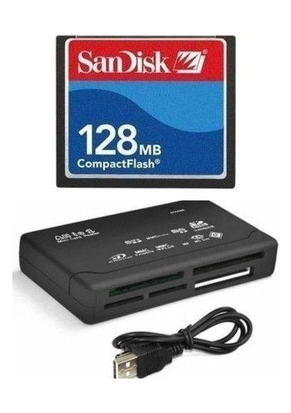 128 MB Sandisk Compact Flash Hafıza Kartı - USB 2.0 Cf Kart Okuyucu