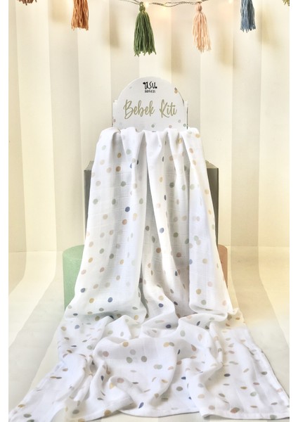 Pastel Mix&match 3'lü Organik Bambu Pamuk Müslin Memphis-Dot-Sleepy fırsatları