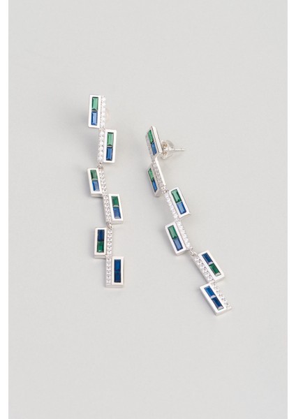 Modern Tasarım 18 Ayar Beyaz Altın Kaplama Gümüş Küpe