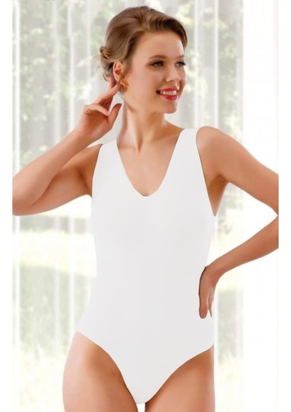 17600 Kadın Iz Yapmaz Kalın Askılı Mikro Elyaf Boy Body Korse