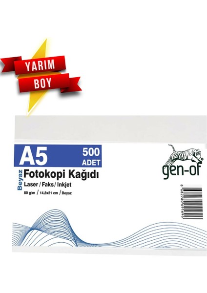 A5 80 G/m² Beyaz Fotokopi Kağıdı 500'LÜ