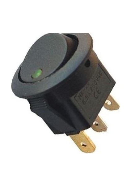 IC-132A Yuvarlak Nokta Işıklı Anahtar Yeşil On-Off 3p 12VOLT