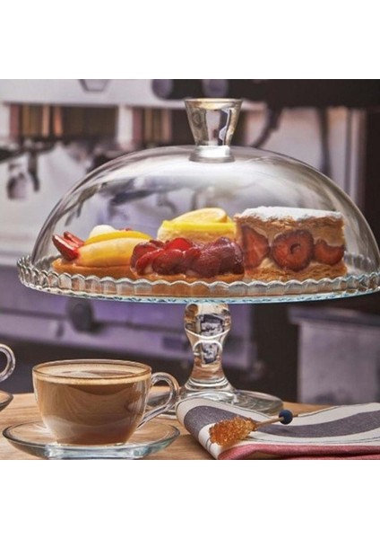 Kek - Pasta Sunum Fanusu Patisserie Ayaklı- Cam (32 Cm)