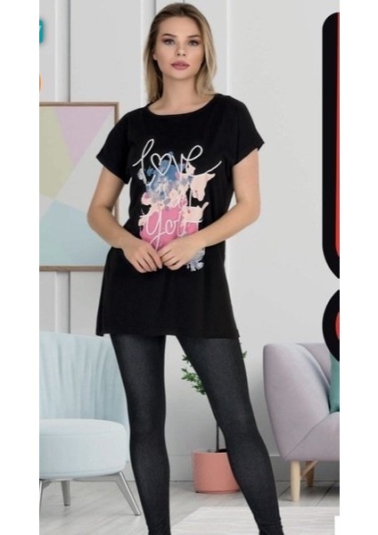 Berland 3345 Bayan Kısa Kol Pijama Takım Siyah - S
