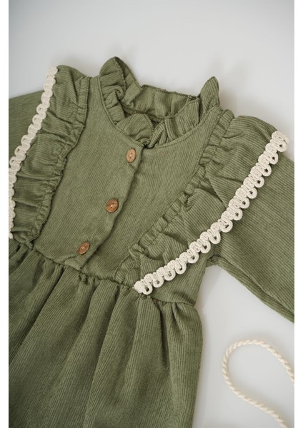 Kız Bebek Uzun Kol Papatya Desenli Çantalı Elbise fiyatları