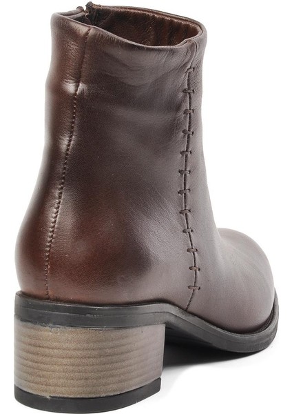 8091 Kahve Hakiki Deri Fermuarlı Kadın Bot fırsatları