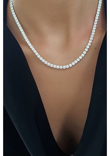 Swarovski Taşlı 925AYAR Gümüş Üzerine Altın Kaplama Su Yolu Kolye