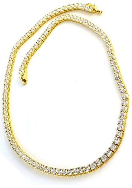 Swarovski Taşlı 925AYAR Gümüş Üzerine Altın Kaplama Su Yolu Kolye
