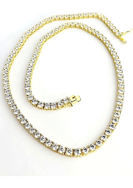 Swarovski Taşlı 925AYAR Gümüş Üzerine Altın Kaplama Su Yolu Kolye