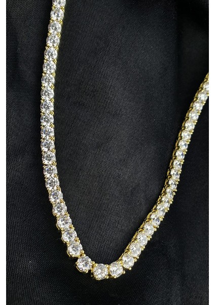 Swarovski Taşlı 925AYAR Gümüş Üzerine Altın Kaplama Su Yolu Kolye