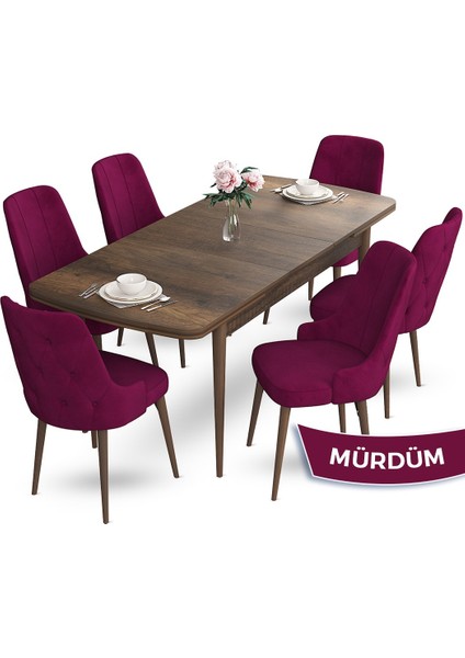 Concept Yay Serisi 80 x 132 cm Açılabilir Mutfak Masa Takımı Barok Ahşap Desen Masa 6 Sandalye fiyatları