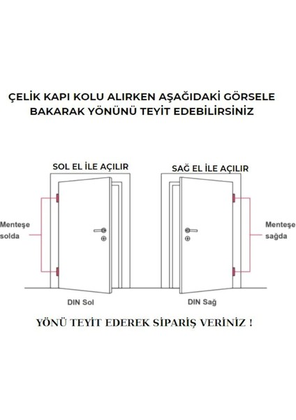 Hanedan Krom Rozetli Çelik Kapı Kolu Sol Basar Tek Yön 1 Adet