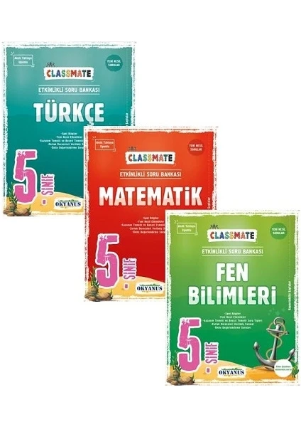 Okyanus Yayınları 5. Sınıf Classmate Fen Bilimleri Soru Bankası+5. Sınıf Classmate Matematik Soru Bankası+5. Sınıf Classmate Türkçe Soru Bankası Seti