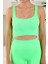 Kadın Tayt ve Crop Neon Yeşili Seamless Fitilli 4