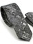 Siyah Beyaz Motif Desenli Gri Dokuma Kumaş Mendilli Slim Fit Kravat / SDK-220711 1