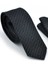 Beyaz Noktalı Verev Çizgili Siyah Dokuma Kumaş Mendilli Slim Fit Kravat / SDK-220712 1